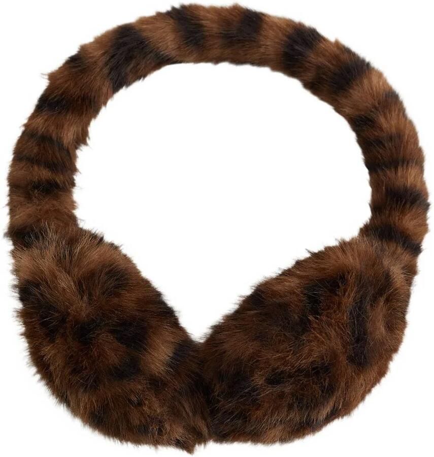 WE Fashion oorwarmer met dierenprint bruin Oorwarmers Meisjes Polyester