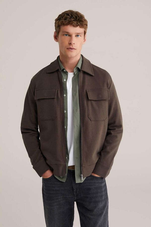 WE Fashion overshirt donkerbruin