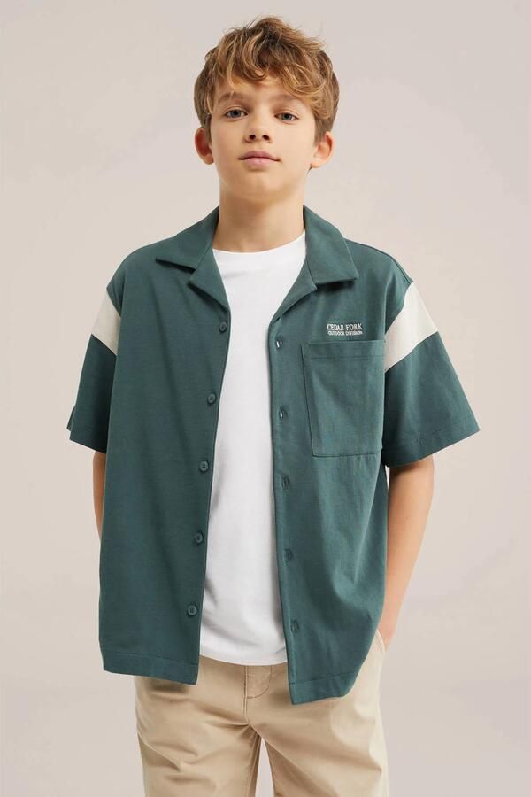 WE Fashion overshirt donkergroen