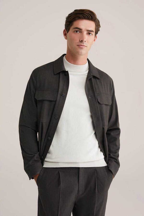 WE Fashion overshirt grijsbruin - Foto 1