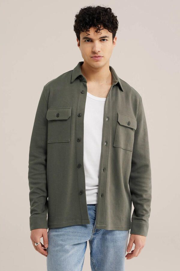 WE Fashion overshirt grijsgroen
