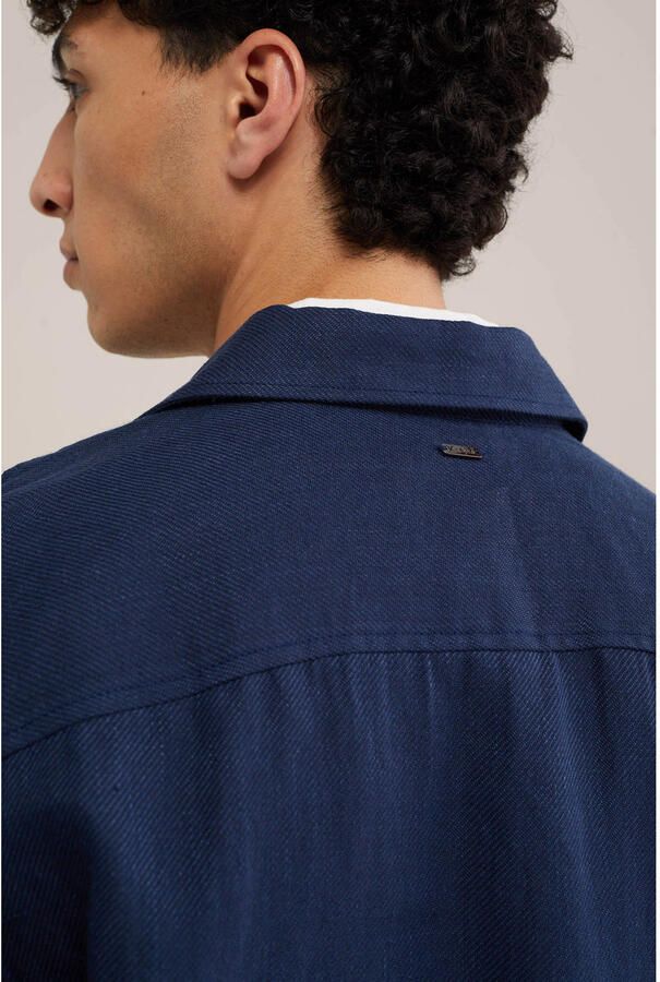 WE Fashion overshirt met linnen donkerblauw - Foto 2
