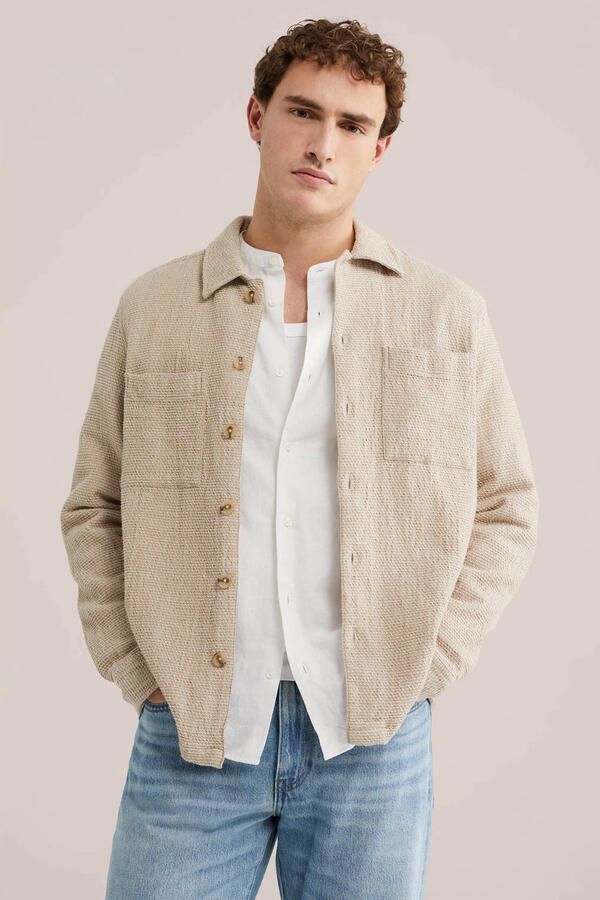 WE Fashion overshirt met textuur beige