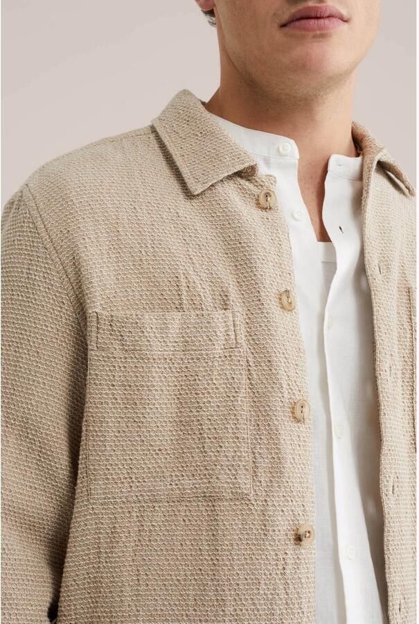WE Fashion overshirt met textuur beige - Foto 2