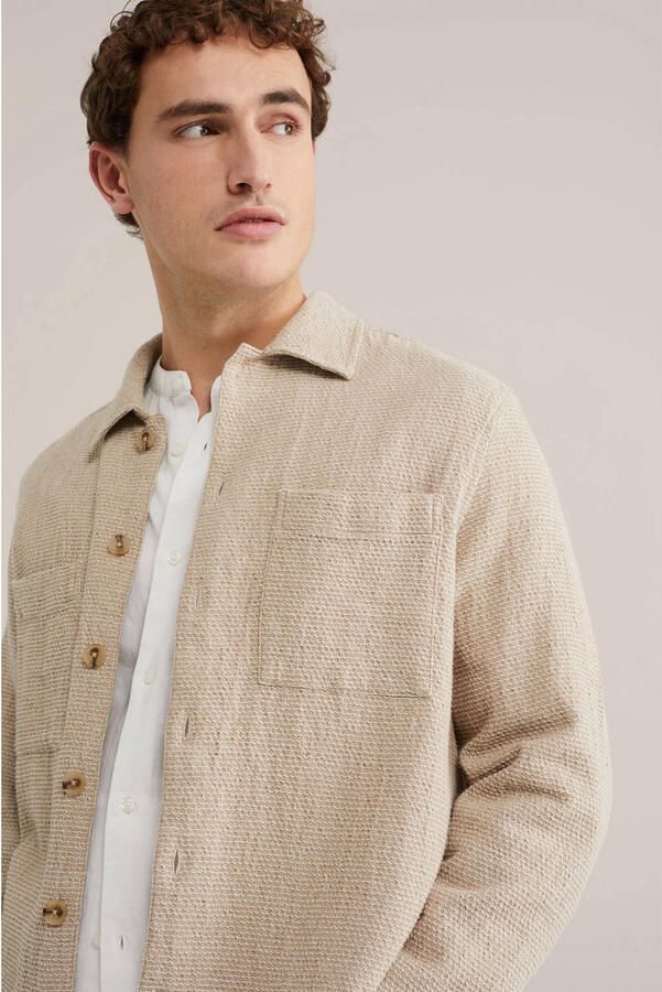 WE Fashion overshirt met textuur beige - Foto 3