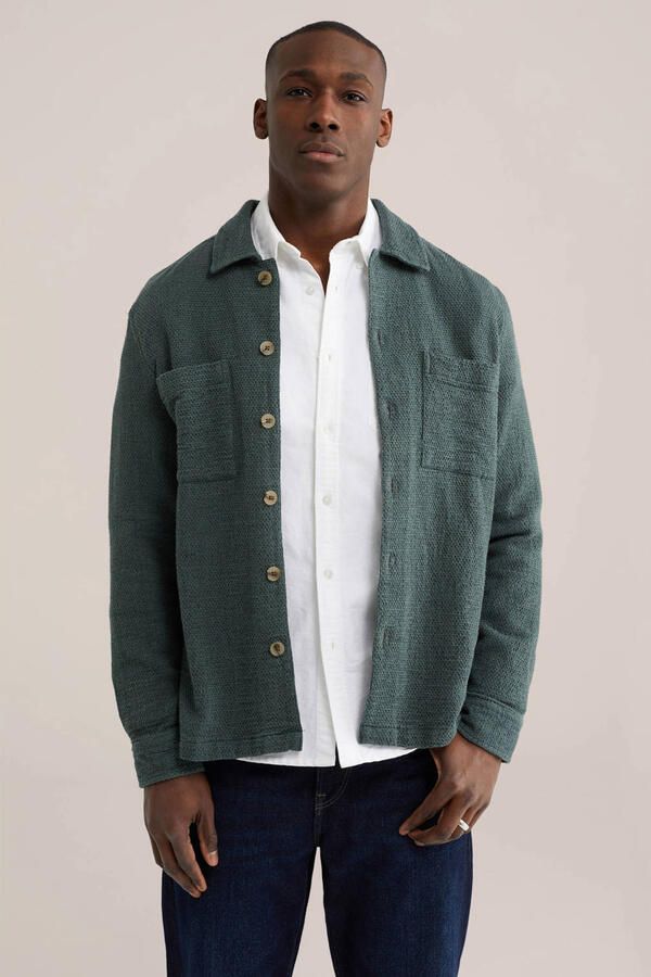WE Fashion overshirt met textuur donkergroen