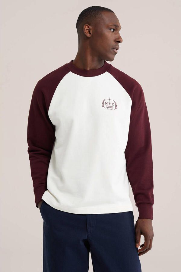 WE Fashion oversized gestreepte sweater eggshell