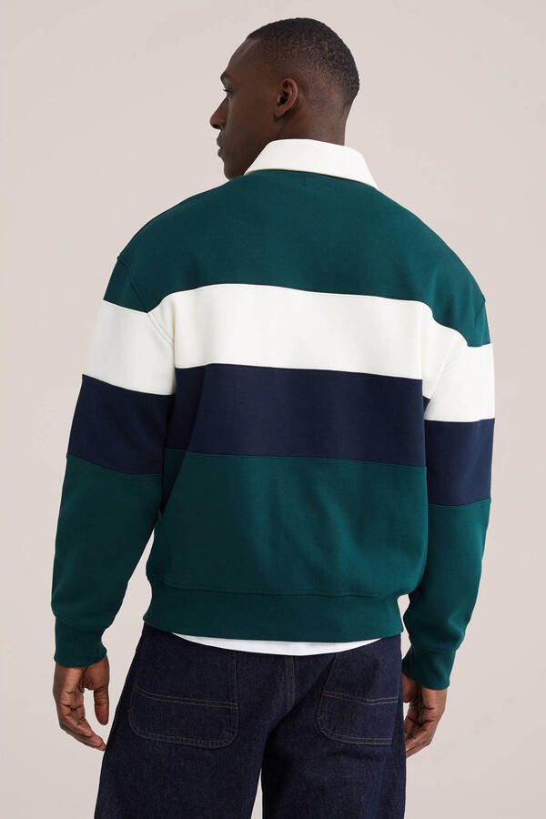WE Fashion oversized gestreepte sweater kaki - Foto 3