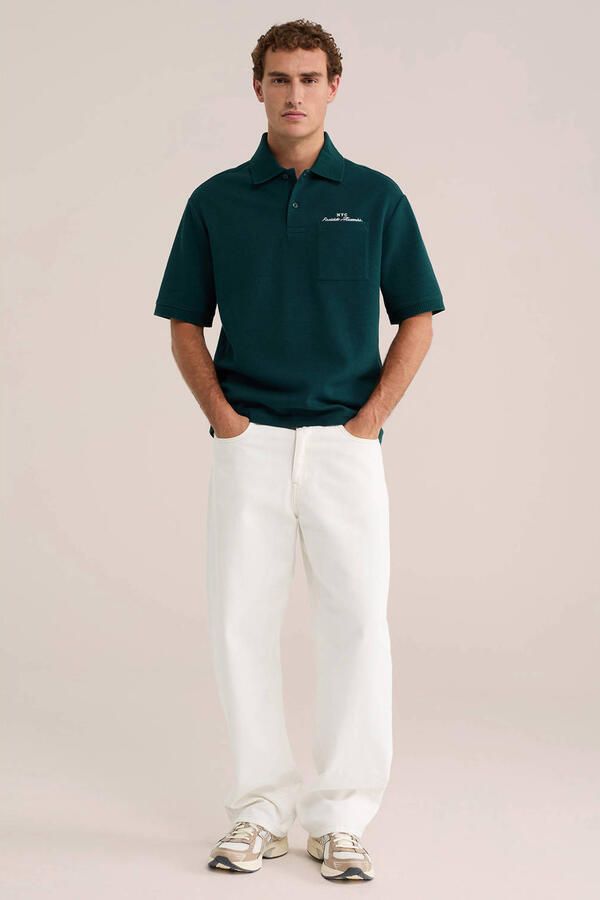 WE Fashion oversized polo met borduursels groen - Foto 2