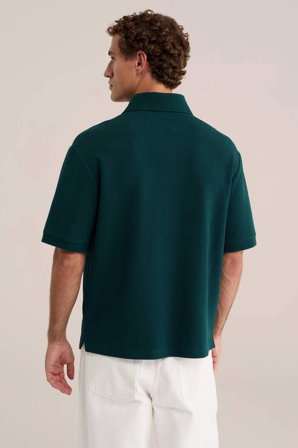 WE Fashion oversized polo met borduursels groen - Foto 3