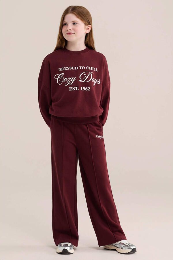 WE Fashion oversized sweater met print donkerrood