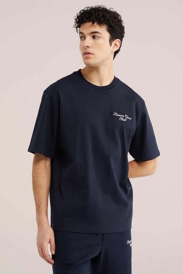 WE Fashion oversized T-shirt donkerblauw