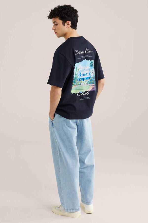 WE Fashion oversized T-shirt donkerblauw - Foto 2