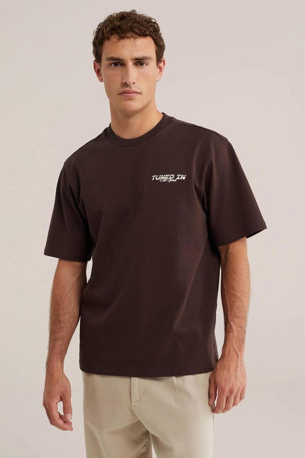 WE Fashion oversized T-shirt met backprint brunor