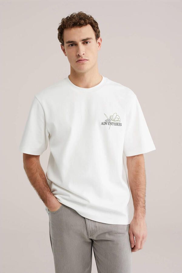 WE Fashion oversized T-shirt met backprint ecru