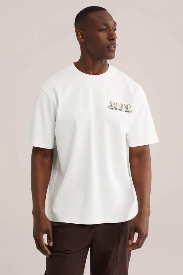 WE Fashion oversized T-shirt met backprint ecru