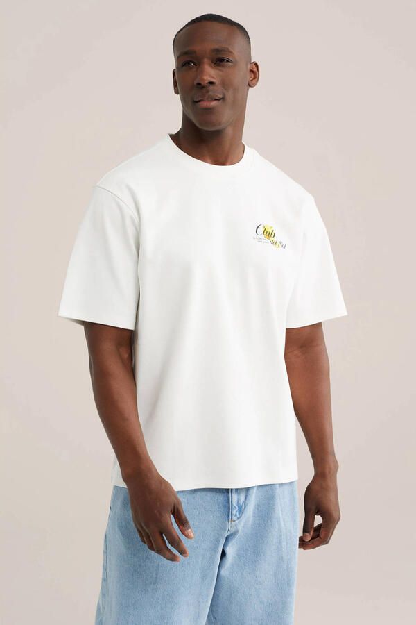 WE Fashion oversized T-shirt met backprint ecru