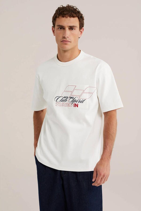 WE Fashion oversized T-shirt met backprint ecru