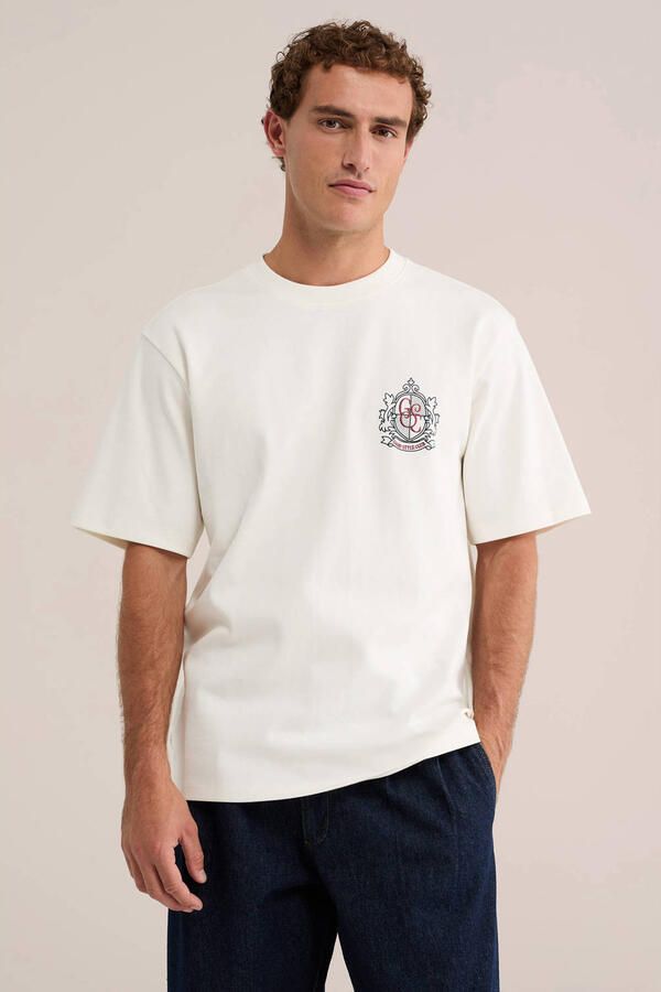 WE Fashion oversized T-shirt met backprint ecru