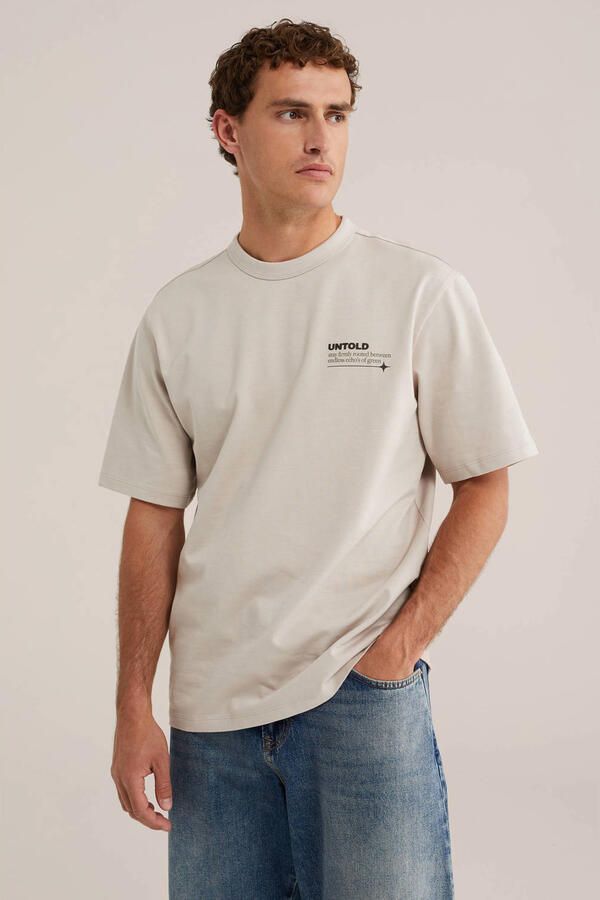 WE Fashion oversized T-shirt met backprint grijs