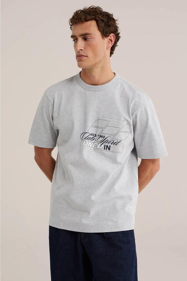 WE Fashion oversized T-shirt met backprint grijs