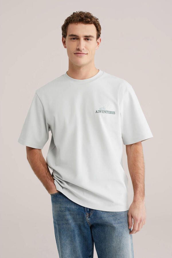 WE Fashion oversized T-shirt met backprint mintgroen