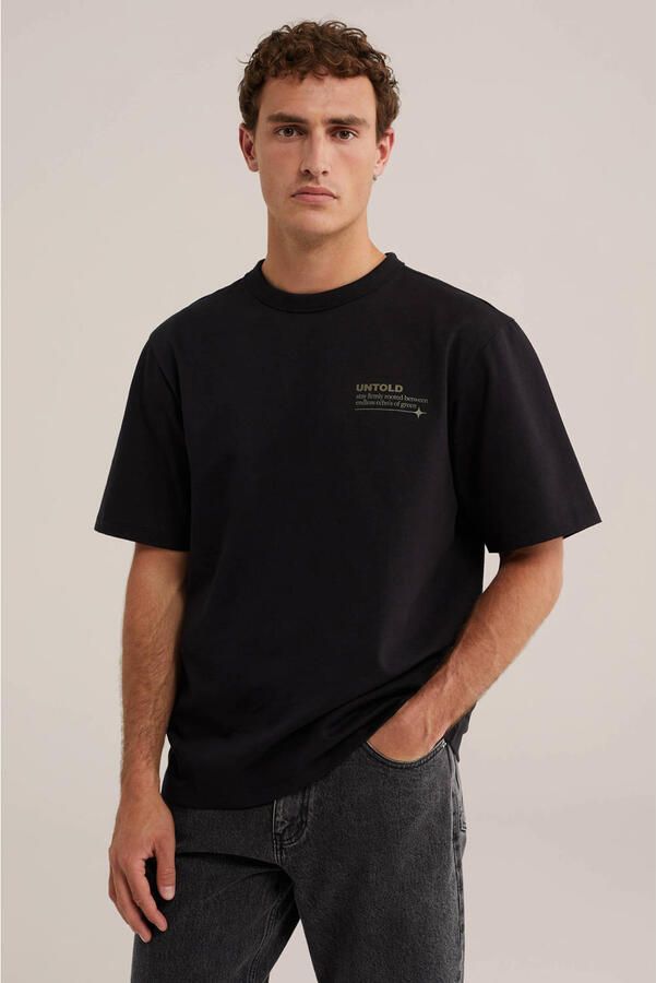 WE Fashion oversized T-shirt met backprint zwart