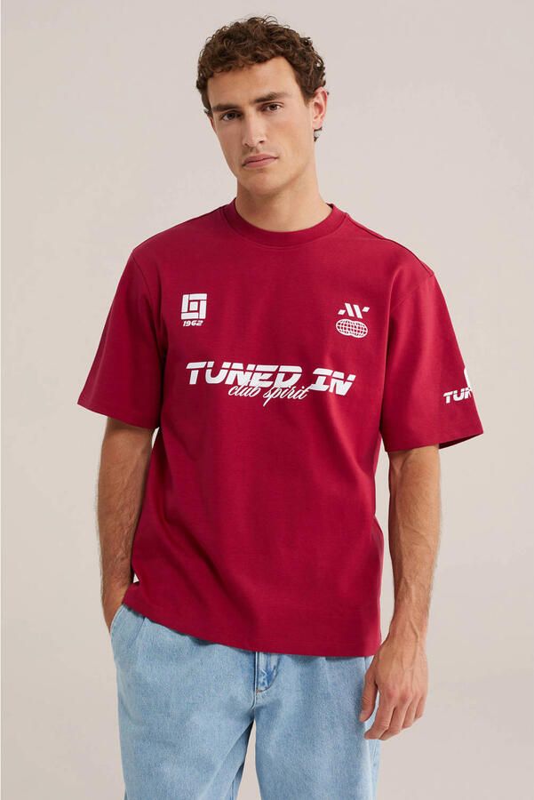 WE Fashion oversized T-shirt met print rood