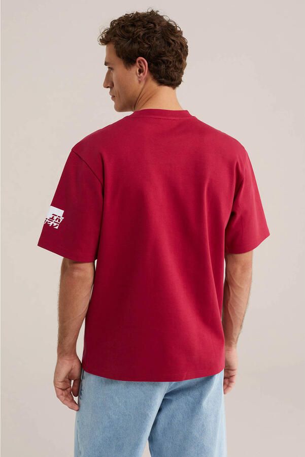 WE Fashion oversized T-shirt met print rood - Foto 3