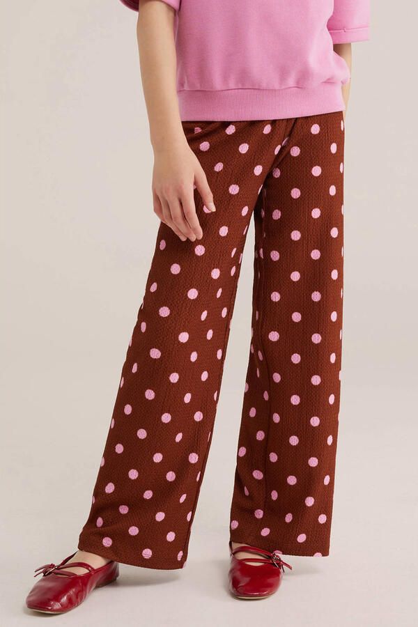 WE Fashion palazzo broek donkerbruin roze