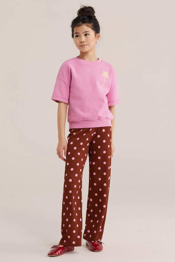 WE Fashion palazzo broek donkerbruin roze - Foto 2