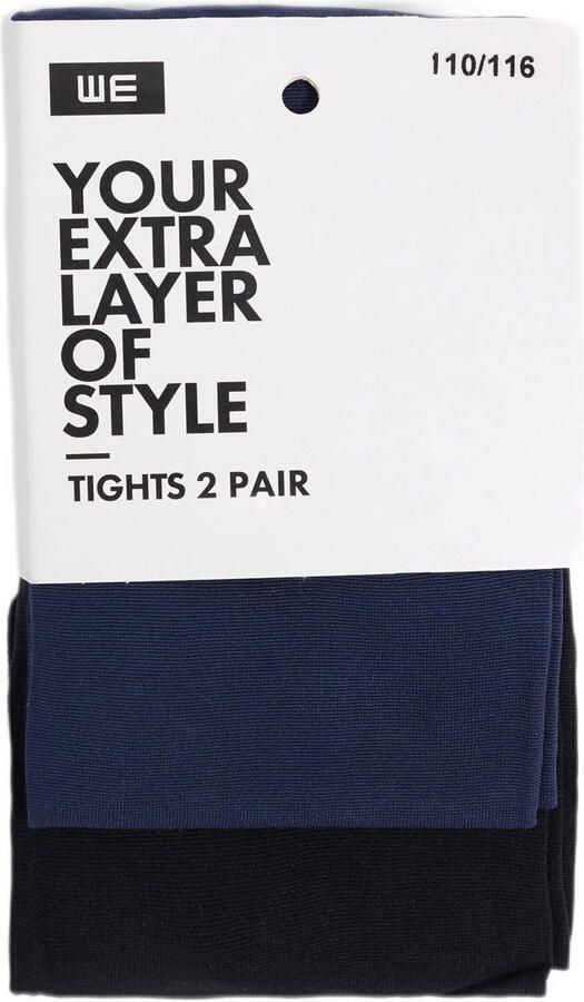 WE Fashion panty 50 denier set van 2 donkerblauw zwart Meisjes Polyamide 110 116 - Foto 2
