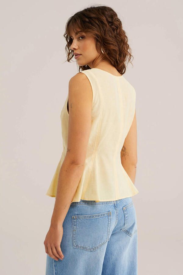 WE Fashion peplum top lichtgeel - Foto 2