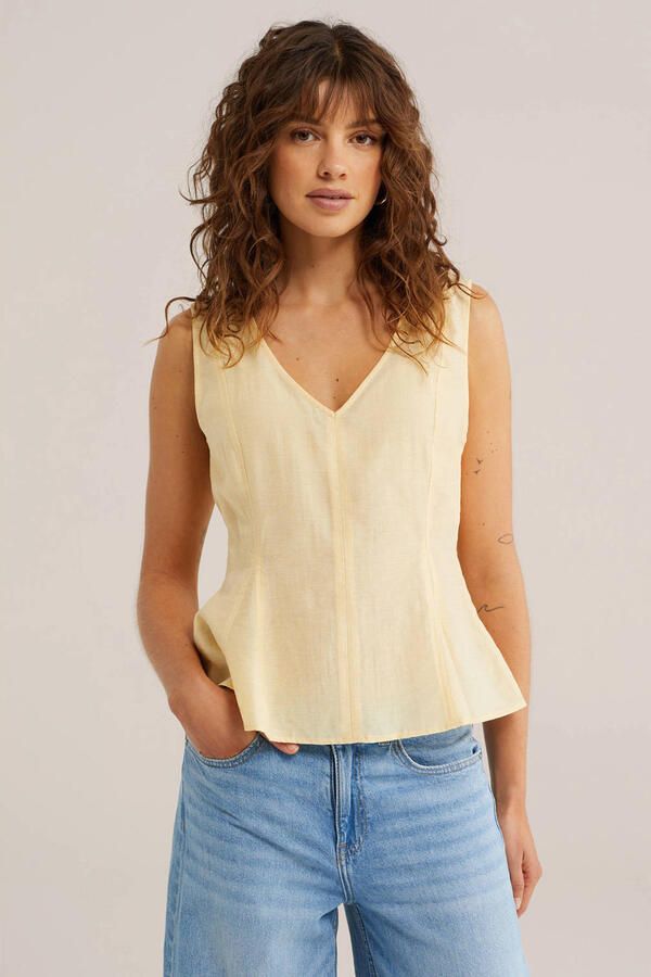 WE Fashion peplum top lichtgeel - Foto 3