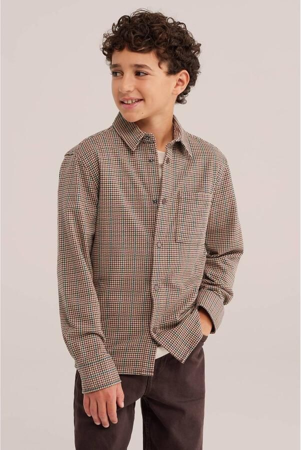WE Fashion pied-de-poule overhemd bruin