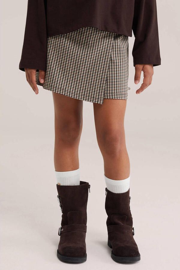WE Fashion pied-de-poule skort bruin zwart