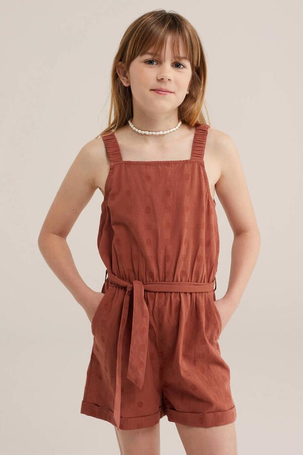 WE Fashion playsuit bruin met stippen
