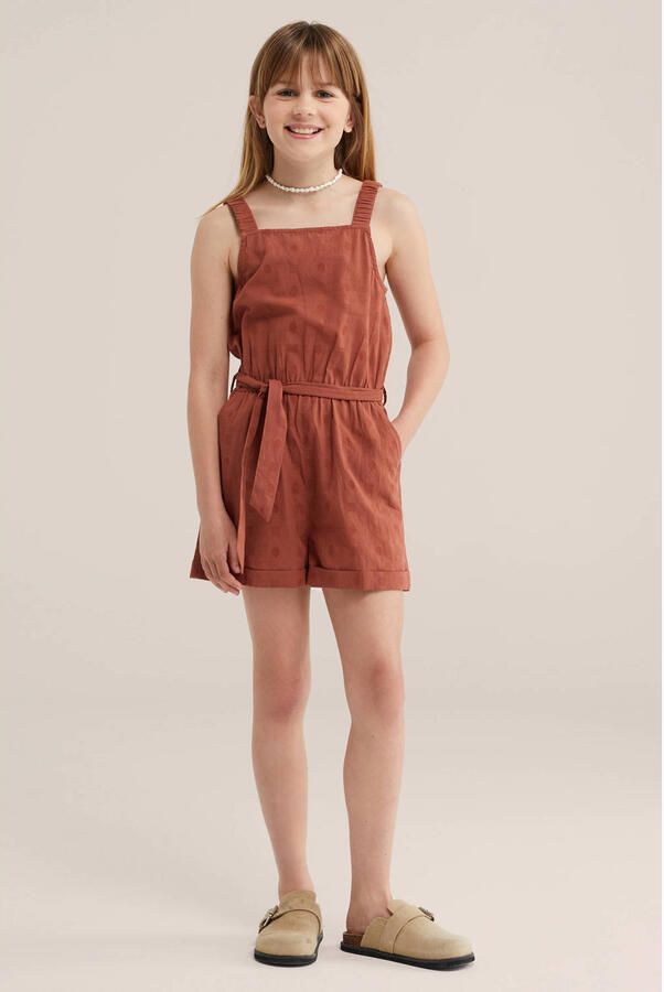 WE Fashion playsuit bruin met stippen - Foto 2