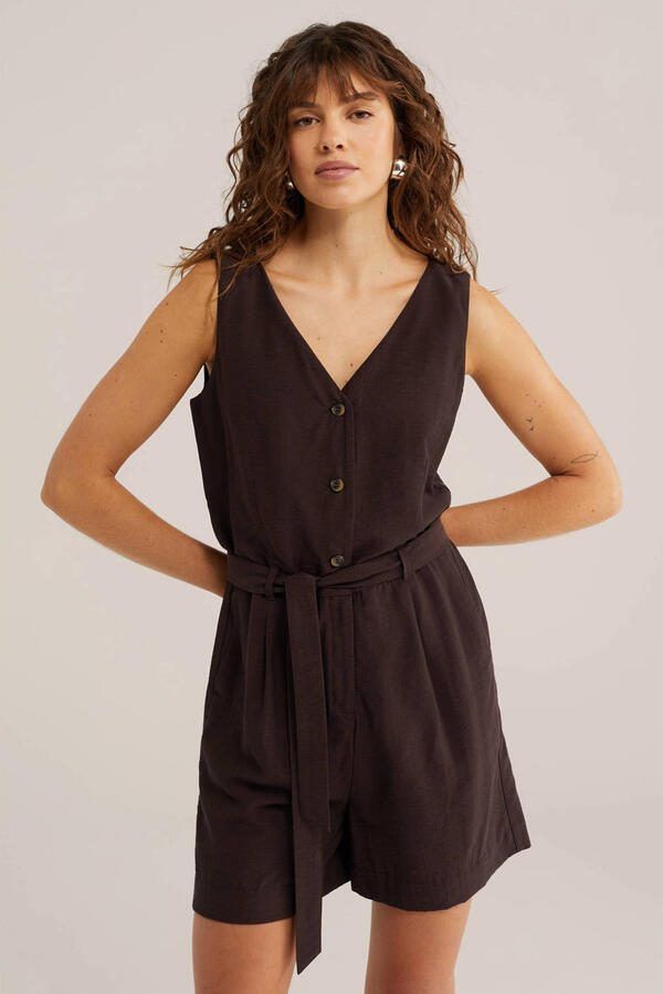 WE Fashion playsuit donkerbruin