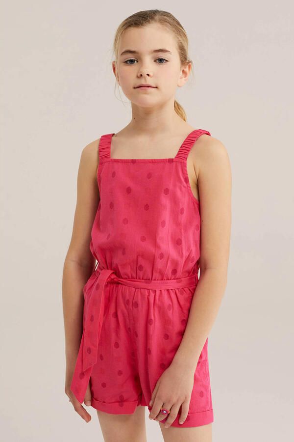 WE Fashion playsuit roze met stippen