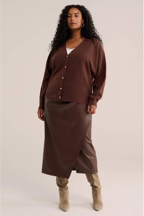 WE Fashion Plus Size gebreid vest met wol bruin - Foto 3