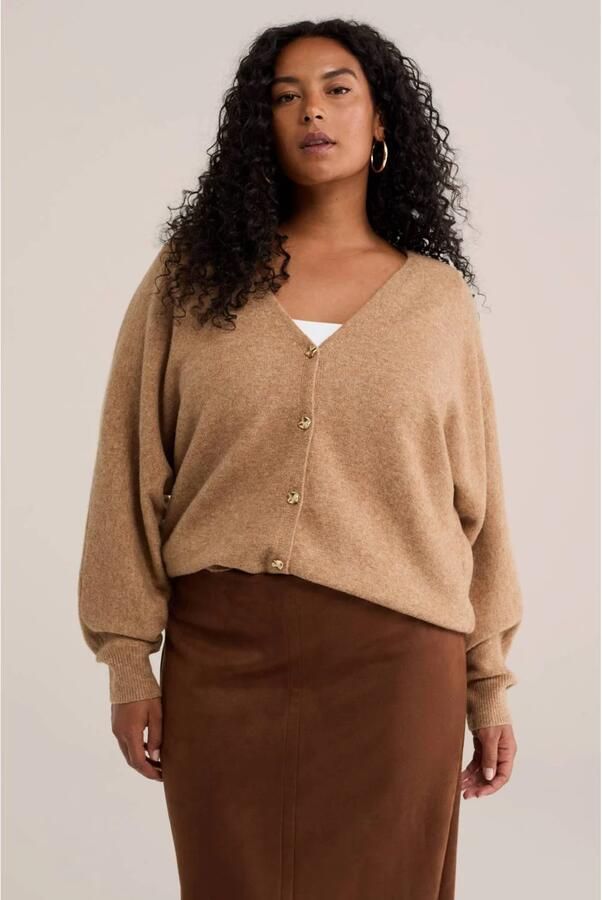 WE Fashion Plus Size gebreid vest met wol camel