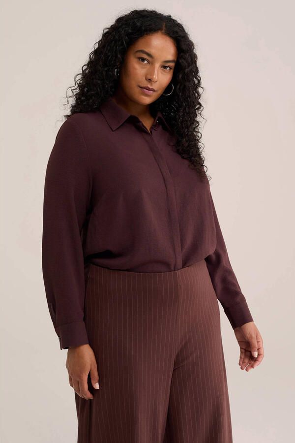 WE Fashion Plus Size rechtvallende blouse donkerrood