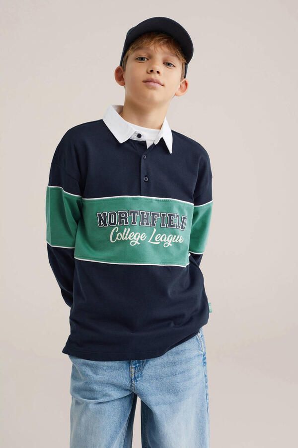 WE Fashion polo donkerblauw