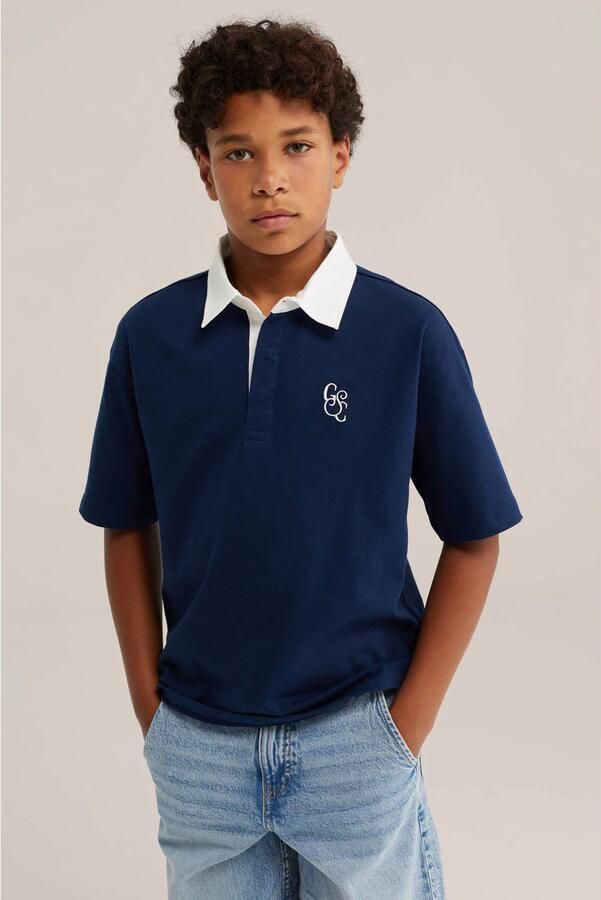 WE Fashion polo donkerblauw