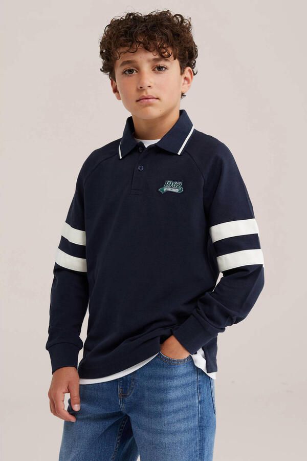 WE Fashion polo donkerblauw