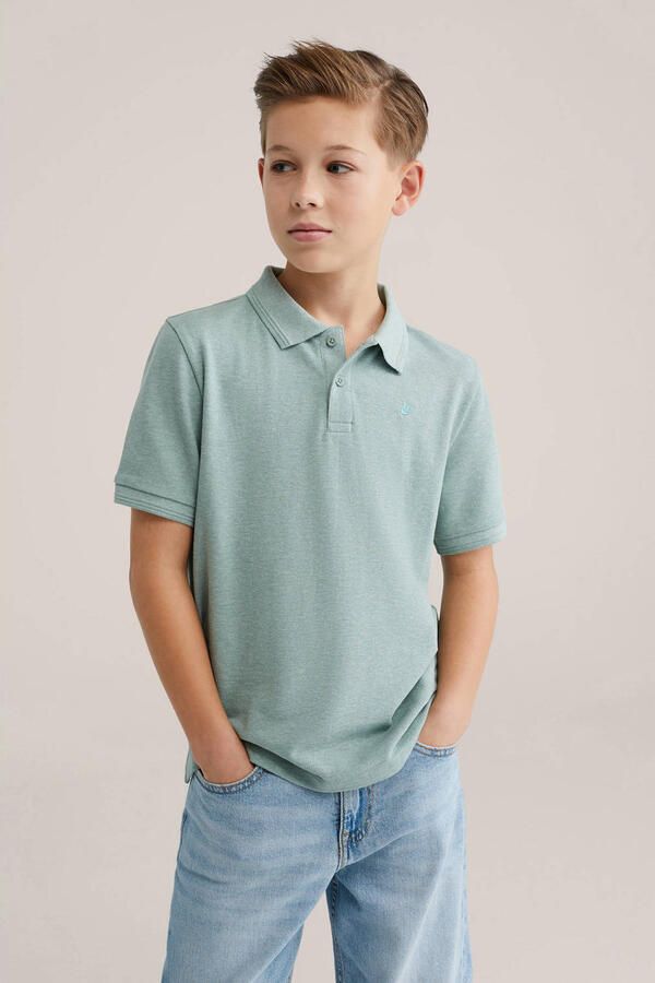 WE Fashion polo grijsgroen