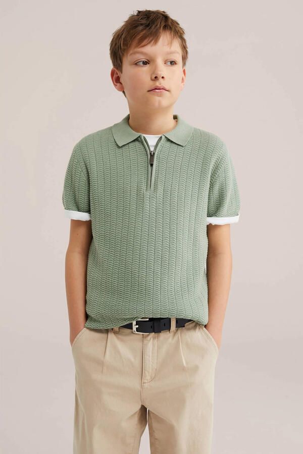 WE Fashion polo grijsgroen