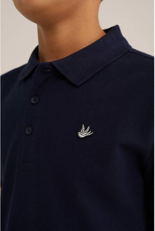WE Fashion polo donkerblauw Jongens Katoen Polokraag Effen 110 116