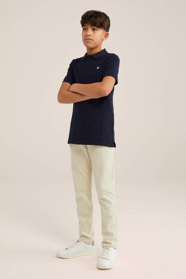 WE Fashion polo donkerblauw Jongens Katoen Polokraag Effen 110 116 - Foto 2